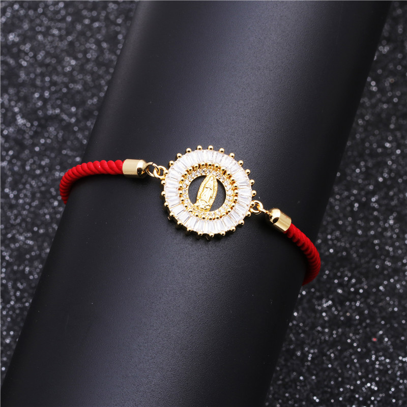 Croix-frontière E-commerce Milan Rouge Corde Bracelet Micro-incrusté Couleur Zirconium Rouge Corde Chanceux Arbre Bracelet Réglable En Forme De Coeur Bracelet display picture 7