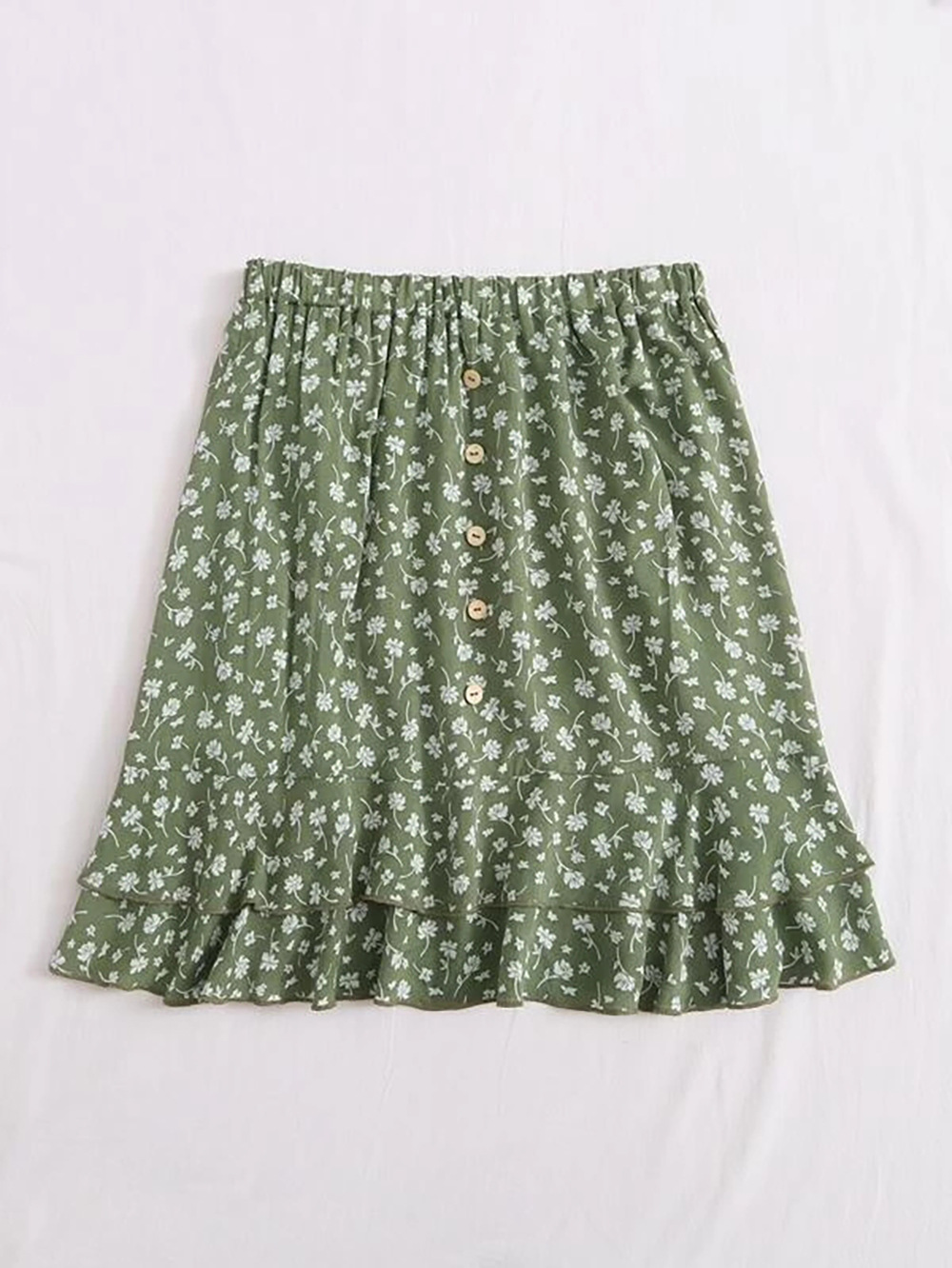 summer new women s floral short skirt small daisy wood ear print wrinkle skirt  NSDF1540