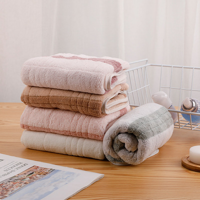 soft thickening towel Coral adult household towel customized stripe water uptake Wash one's face Washcloth Manufactor