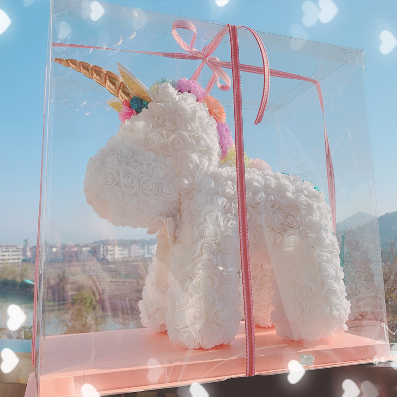 Flor eterna unicornio Rosa oso Día de San Valentín caja de regalo caja vacía caja de embalaje caja de regalo de cumpleaños caja de regalo