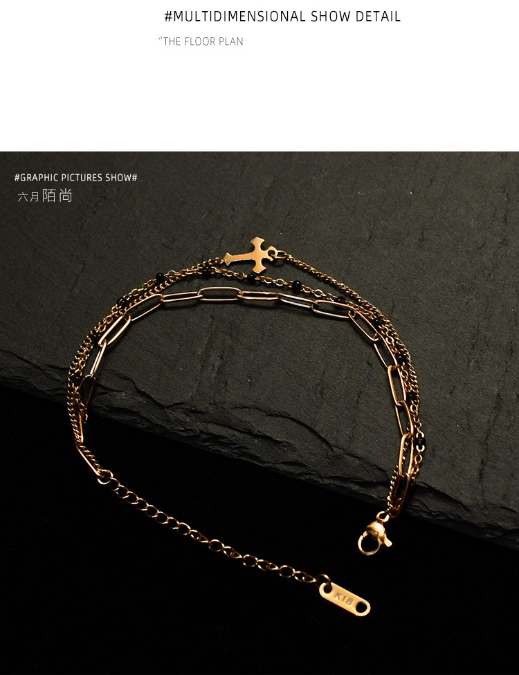 Three-layer Cross Bracelet Titanium Steel Three Layers Of Real Gold No Allergy Wholesale Nihaojewelry display picture 14
