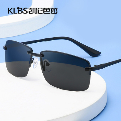 2019男士偏光镜金属太阳镜经典无框眼镜防炫光墨镜司机驾驶镜批发