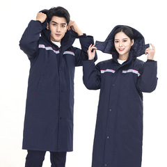Anti-static work clothes, workwear cotton jacket, long style, warm and thick coat, reflective strip, gas station protective clothing 
