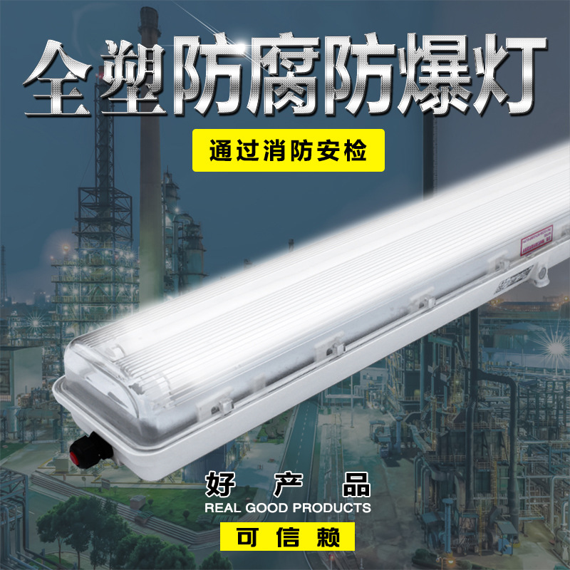 T8双管全塑防腐防爆灯led三防灯全套ExdeIIc化工厂仓库IP65荧光灯