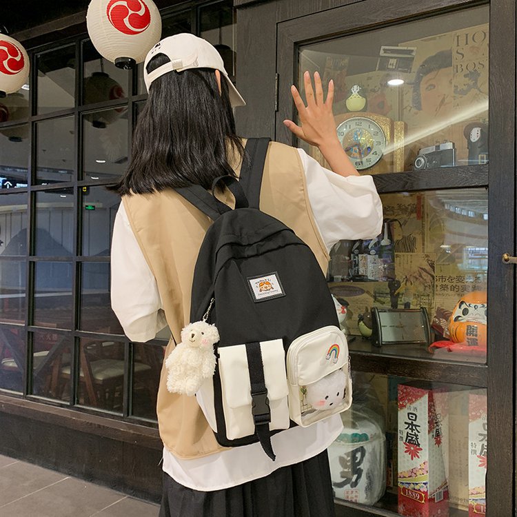 Korean Student Hit Color Backpack Soft School Bag display picture 116