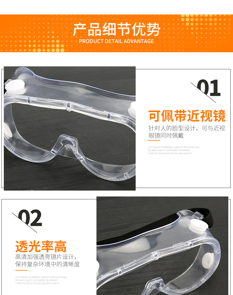 厂家眼镜批发透明四珠防护眼镜防风防护防尘打磨骑行眼镜护目镜详情4
