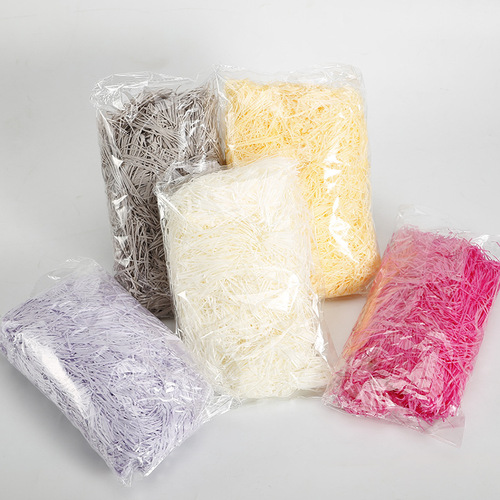 Factory wholesale 1.5mm fine wire festive supplies gift box filler 1 kilogram colorful raffia grass shredded paper wire