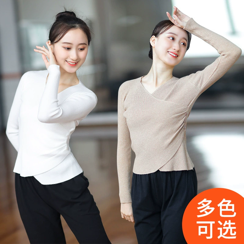 Одежда для танцев Женский свитер Форма тела для взрослых Танцевальная одежда Балетная танцевальная одежда Пальто с длинным рукавом Теплый Топ Осень и зима
