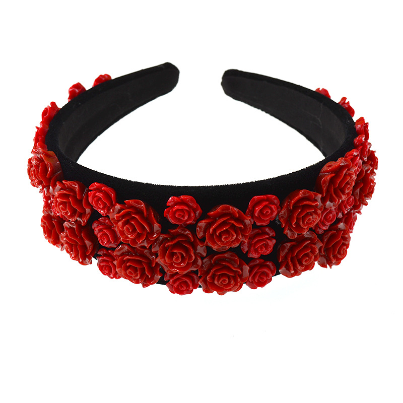 Korean Fashion  New Red Rose Retro  Color Ceramic Cheap  Headband  Nihaojewelry Wholesale display picture 6
