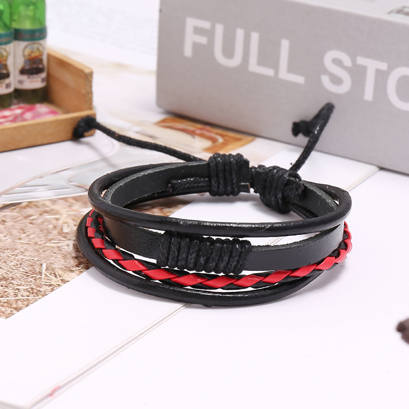 Hand-woven vintage cowhide adjustable men and women student bracelet nihaojewelry