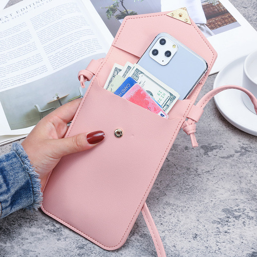 2020 new student buckle small bag, women's heart-shaped decorative transparent touch screen simple retro mobile phone bag
