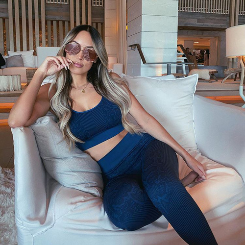 Cross-border eBay Europe and America yoga suit set new snake skin high waist buttocks lifting sports tight pants vest two-piece set 