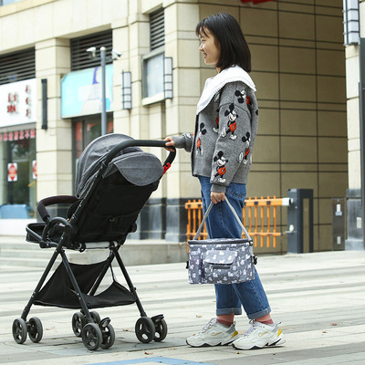 新款婴儿推车挂包 防水奶瓶尿布母婴包外出有盖超大保温妈咪包