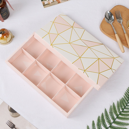 Long strip of 4/8 gilded feather Mid-Autumn snowskin mooncake packaging box gift box heaven and earth cover baked egg yolk cake box