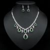 Zirconium for bride, chain, accessory, necklace and earrings, set