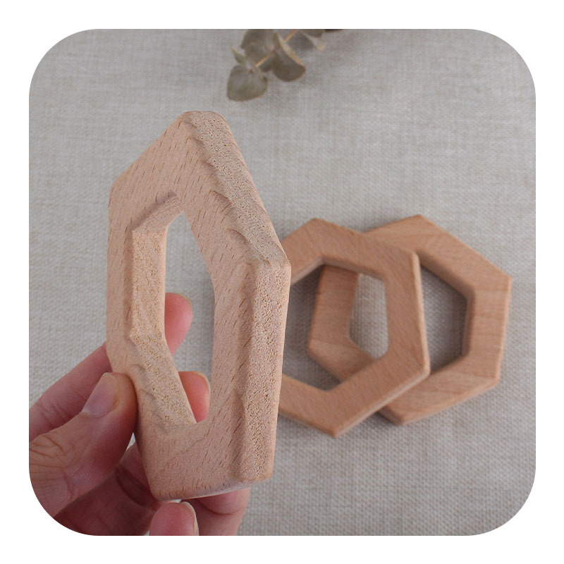 Bebé polígono de haya teether juguete hexagonal teether bebé protección del medio ambiente teether palo DIY Accesorios