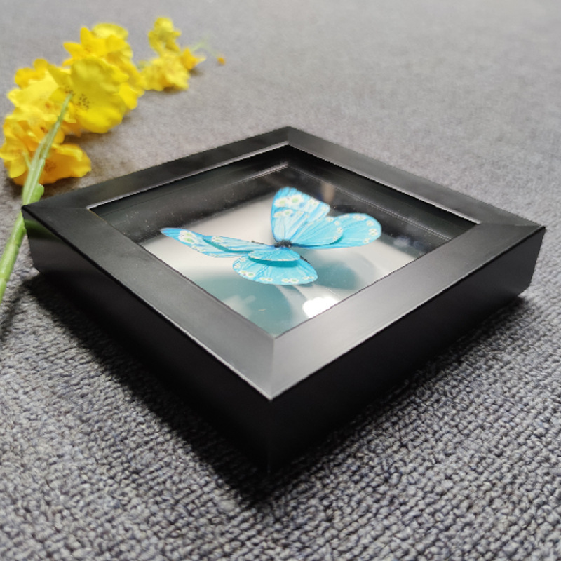 Hongyi photo frame wholesale wooden dried flower plant picture frame picture frame butterfly specimen frame 3cm thick hollow 1.6cm