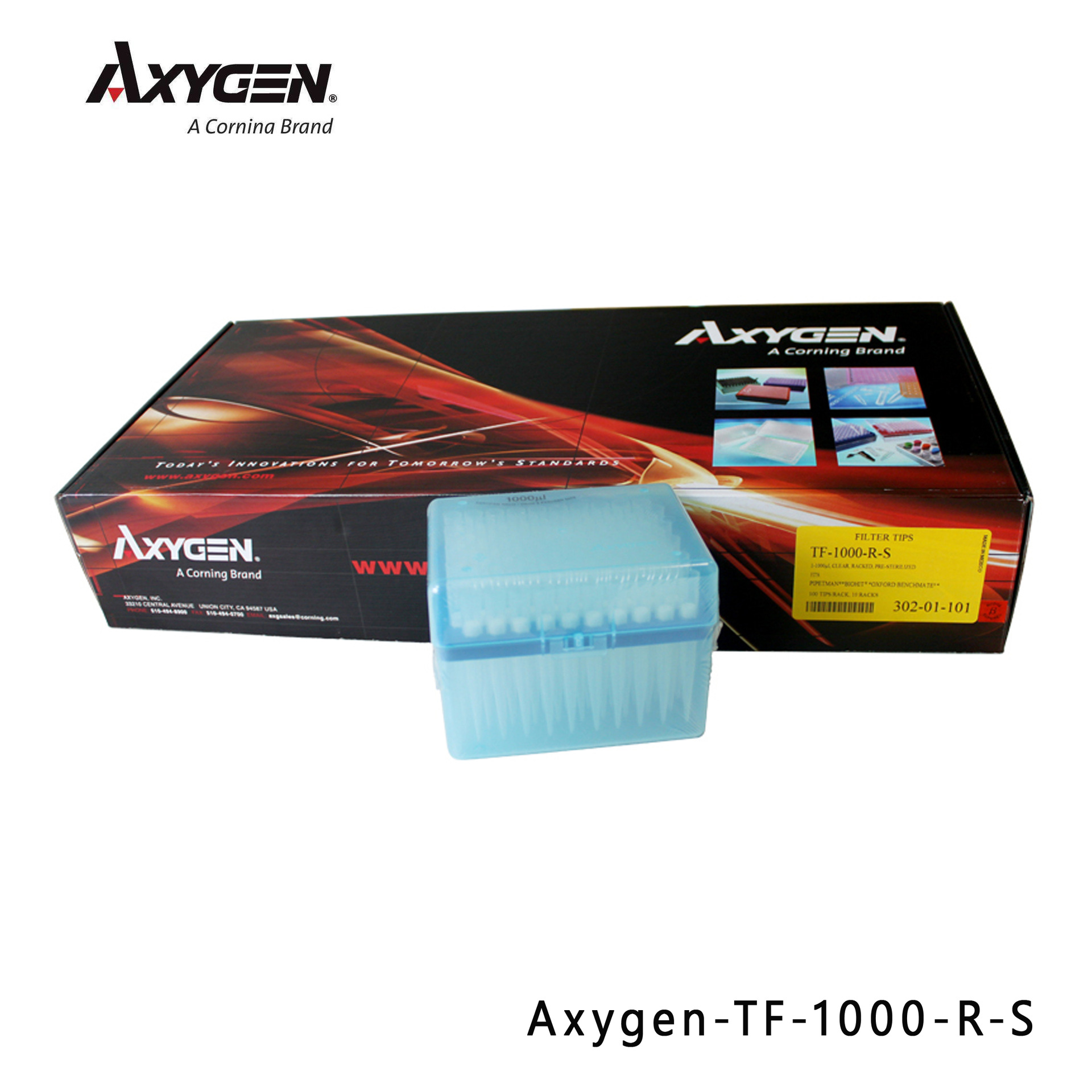 爱思进Axygen TF1000RS 1000ul 带滤芯无*盒装蓝吸头 100支/盒阿里巴巴