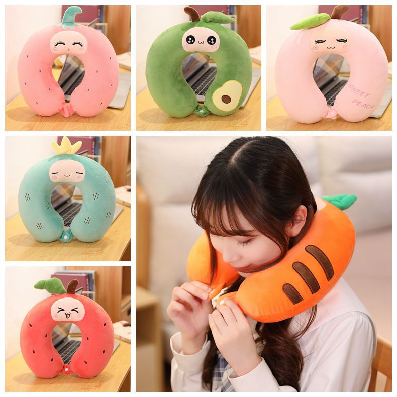 厂家批发卡通水果记忆棉U型枕午睡按摩劲枕毛绒玩具批发定制