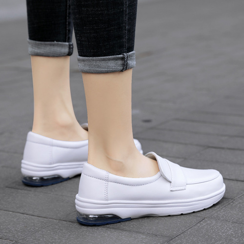 2020 New White Flat Comfort Soft Sole Air Cushion Non-Slip Hospital Work Shoes Slip-On Shallow Mouth Women's Shoes