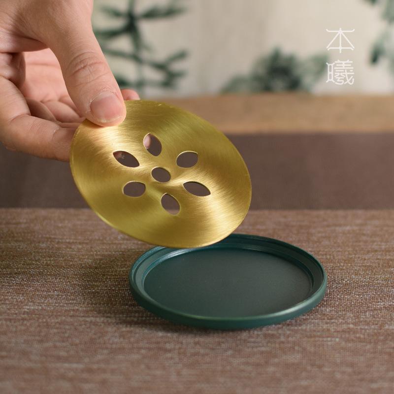 黄铜莲花双层茶杯垫隔热垫茶托茶道禅意中式功夫茶具配件厂家批发