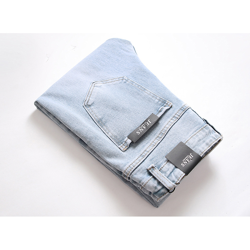 Men's New Distressed Jeans, Fashionable And Casual Elastic Straight Leg Jeans_voghion.com