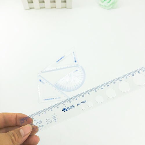 Triangular board ruler set for primary school students cute set of rulers for men and women, children's school supplies and stationery four-piece set wholesale