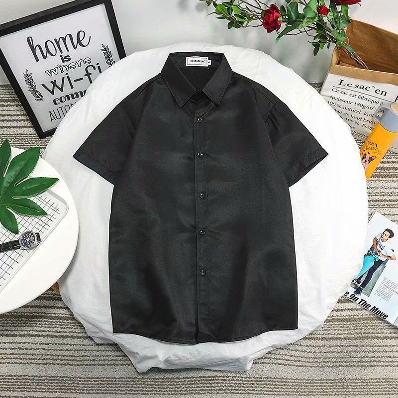 Solid color, black, with short sleeve