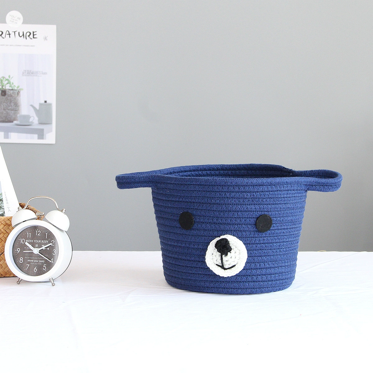 Storage box, woven cute table storage system, storage basket, DIY, with little bears