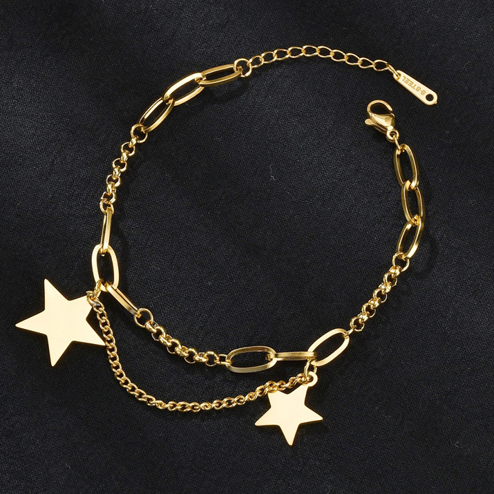 Fashion Five-pointed Star Bracelet Titanium Steel Bracelet Simple And Versatile Stainless Steel Bracelet Wholesale Nihaojewelry display picture 4