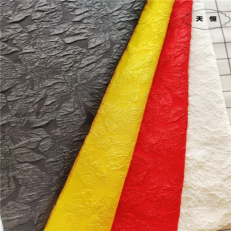 立体感涤纶植物花提花女装童装衬衫连衣裙箱包帽子DIY面料现批发