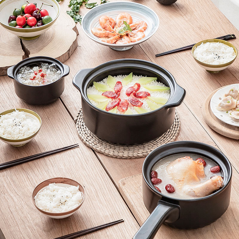 砂锅炖锅煲汤家用明火小号炖盅石锅奶锅饭碗筷子餐厨套装批发