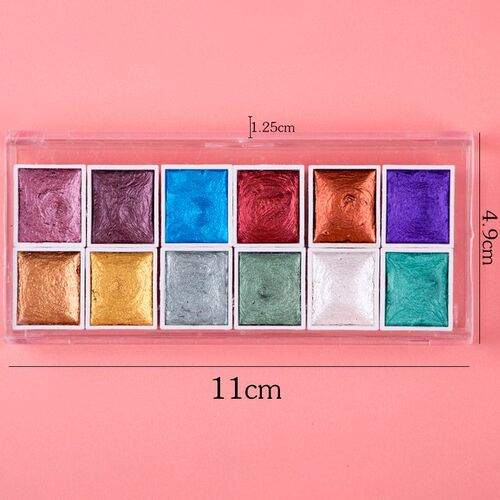 Xile pearlescent metallic color 36 colors 48 colors set manicure solid watercolor pigment iron box set hand-painted portable