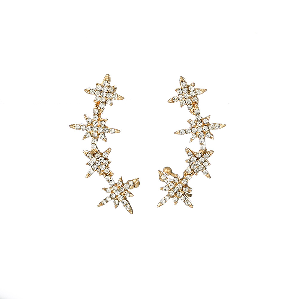 New Earrings S925 Silver Needle Diamond Snowflake Star Earrings Eight-pointed Star Ear Bone Clip Wholesale Nihaojewelry display picture 3