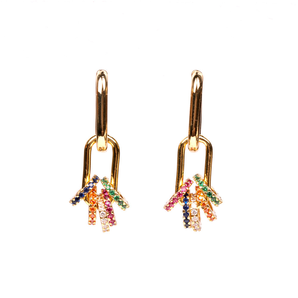 Rainbow Diamond Pendant Earrings Wholesale Nihaojewelry display picture 6