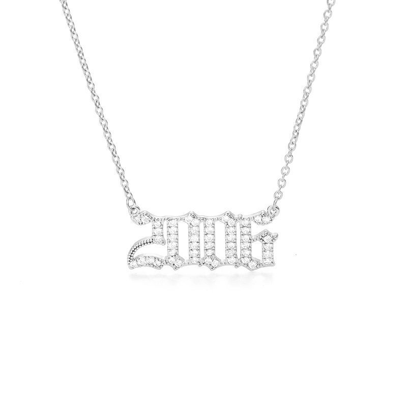 Fashion Simple Year Number Pendant Necklace display picture 12