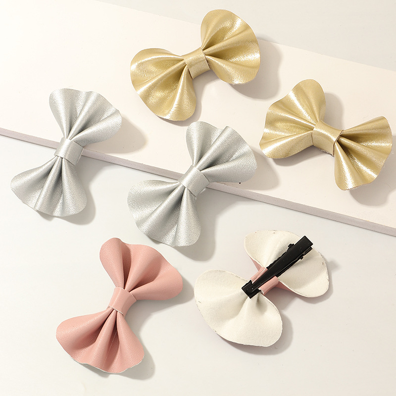 Reines Farbiges Volles Pu Bowknot Koreanisches Haarspangenset display picture 1