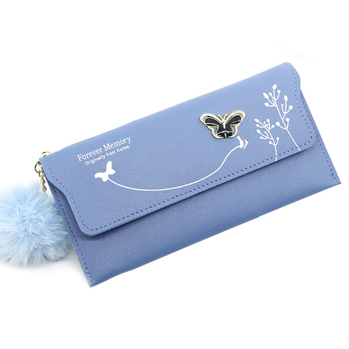 Casual and elegant new style women's long wallet butterfly flower simple change bank card ID wallet clutch bag