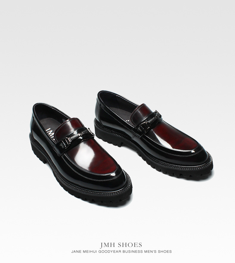 Business Formal Leather Men's Shoes Slip-on Platform Casual Leather Shoes Men's First Layer Cowhide Loafers Men's Suit Shoes