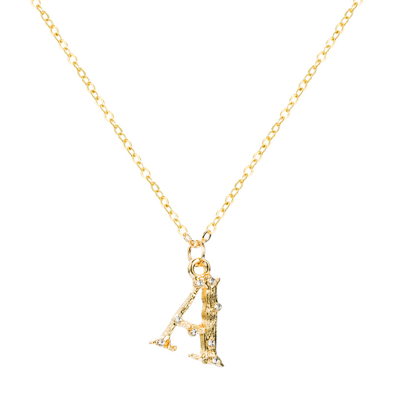 fashionable 26 English alphabet alloy microinlaid zircon necklacepicture9