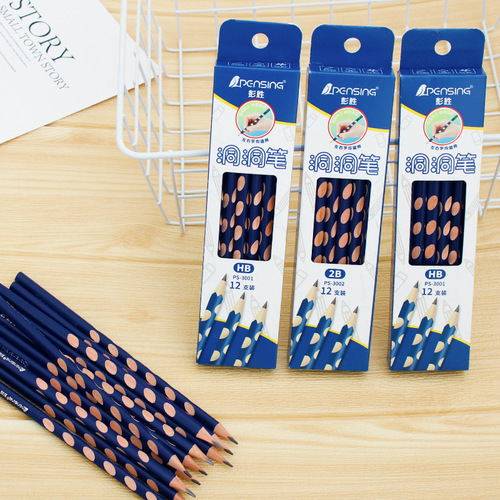 Peng Sheng HB hole pen primary school children's calligraphy practice 2B thick black lead-free poison pencil wholesale manufacturer direct sale