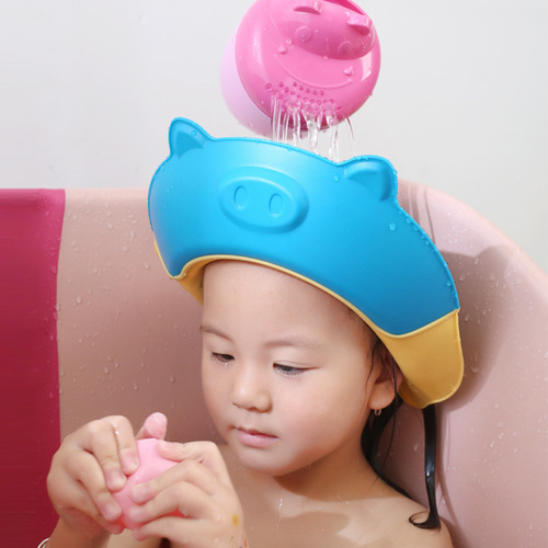 Baby Head hat for washing, adjustable infant shampoo hat, multi-purpose children's hair washing hat, silicone pig shape