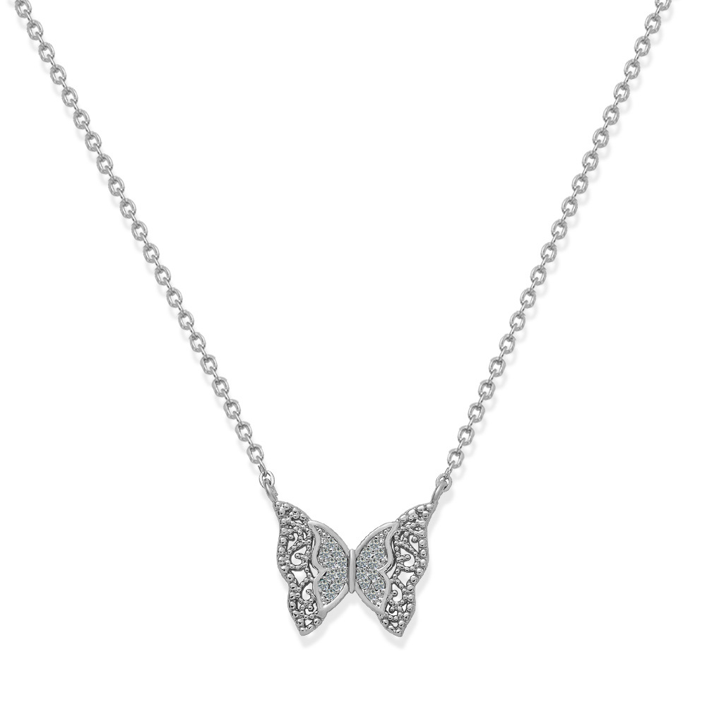 Korean Fashion  Copper Inlaid Zirconium Butterfly Simple Creative Fashion Full Diamond Luxury Copper Necklace Wholesale display picture 8