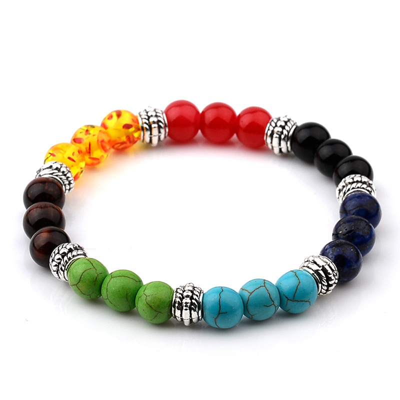 Cross-border Hot Bracelet Colorful Beads Turquoise Frosted Agate Bead Energy Buddha Beads Elastic Bracelet Wrist Ring Women display picture 9