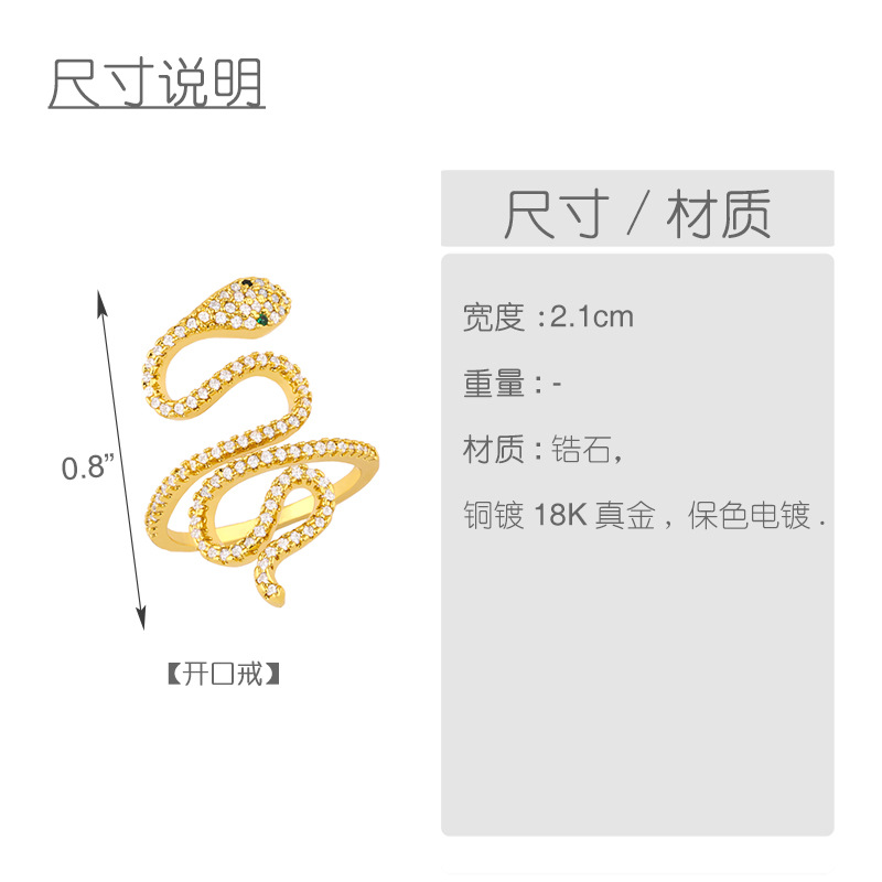 Fashion Personality Inlaid Zircon Serpentine  Wild Hip-hop Ring Wholesale display picture 1