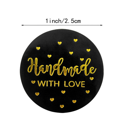 Wholesale black hot stamping handmade baking packaging seal sticker small gift cute decoration thank you label