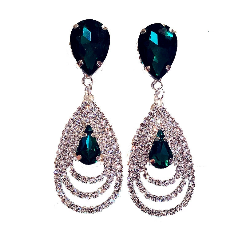 Universal earrings drop-shaped, European style, micro incrustation