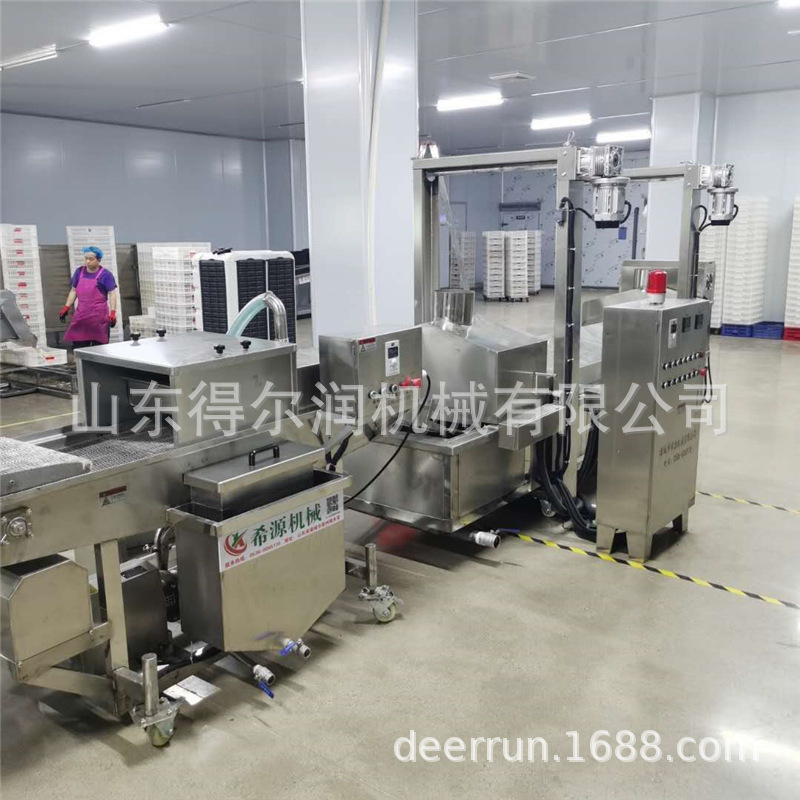 四川自动化裹浆裹粉鸡排油炸流水线 连续式鸡块油炸机 规格齐全