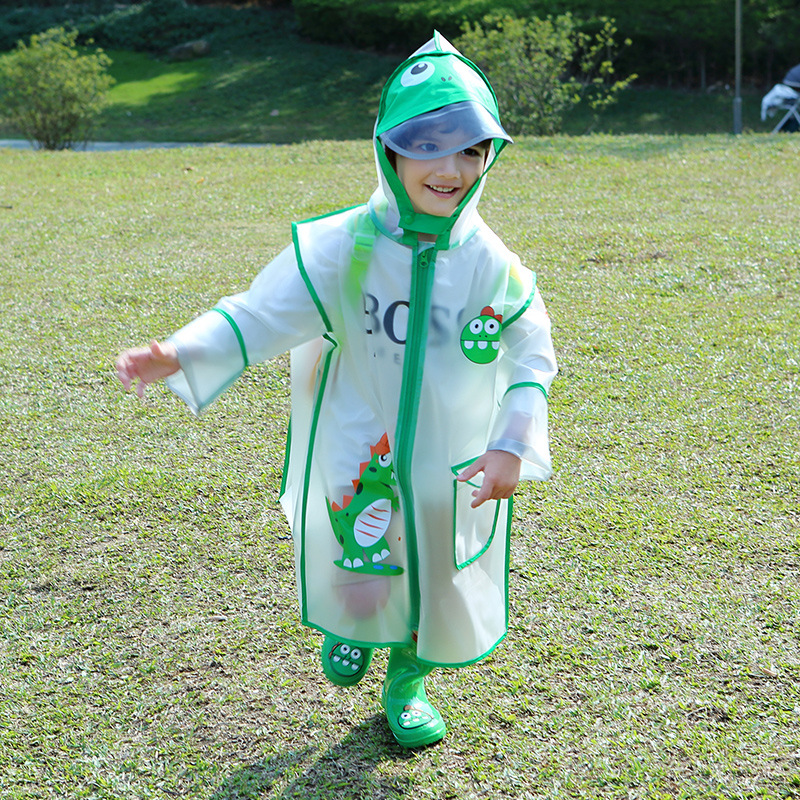 baby Raincoat Child dinosaur lion TPU transparent children Raincoat men and women Reflective schoolbag cloak Poncho