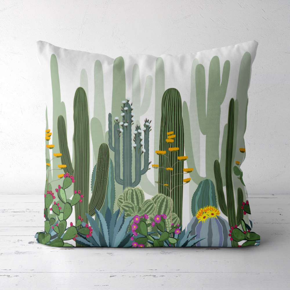 Cactus Sunflower Pillowcase Fabric Sofa Cushion Cover Home Pillowcase display picture 23